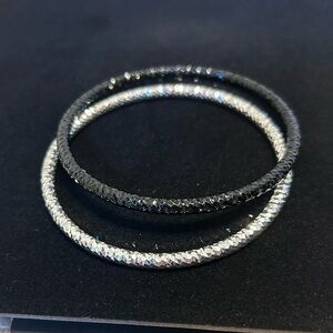 Black/Silver Sparkle Bangle Set